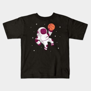 Astronaut In Space Playing Basketball Kids T-Shirt